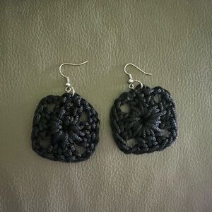 Beautiful Black crochet earrings.